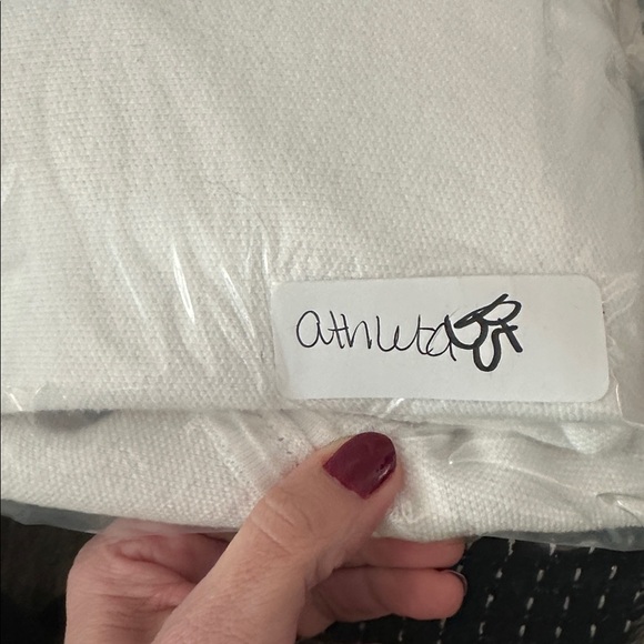 ATHLETA M White north point ribbed black trim cotton blend woman popover tunic - Picture 13 of 13